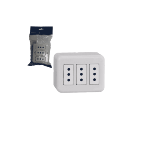 ENCHUFE TRIPLE SOBREPUESTO BLANCO 10AMP 250V. MEC