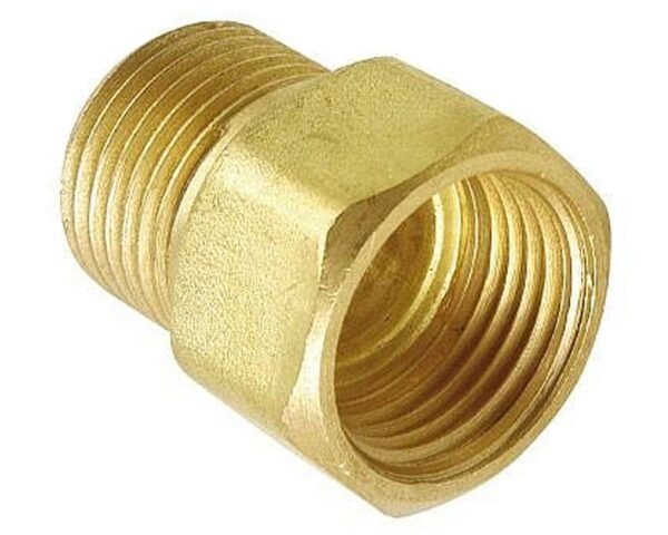 NIPLE DE BRONCE HI-HE 3/8´´ HILO IZQUIERDO X 1/2´´. ADAPTADOR REGULADOR GAS. TAUMM