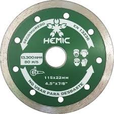 DISCO DIAMANTADO CONTINUO 115MM (4.5") HEMIC