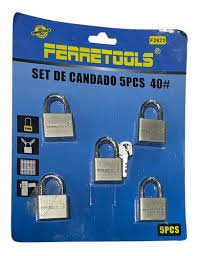 SET DE CANDADO 5PCS 60MM LLAVE UNICA FERRETOOLS