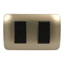 INTERRUPTOR SIMPLE 9/12 + TOMA CORRIENTE 10A 250V CAFÉ/TITANIO - ARMADO LEXO