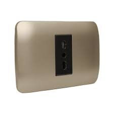 TOMA CORRIENTE SIMPLE 10A 250V CAFÉ/TITANIO - ARMADO LEXO