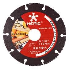 DISCO CORTE MADERA/PLASTICO 115X22.23MM HEMIC